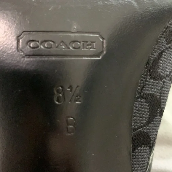 Coach jacquard logo black silver buckle square toe mules size 8.5 Y2K 90s style - Picture 6 of 7